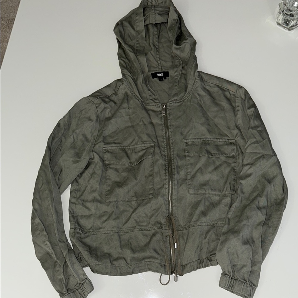 DKNY Utility Hooded Jacket Olive Green Women's Size XS - Picture 6 of 6